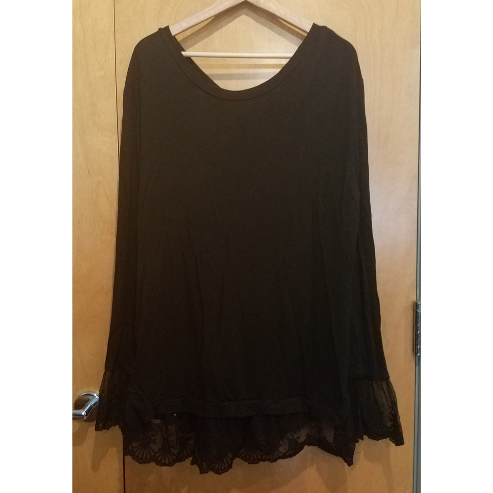 Forever 21 Black Heathered Embroidered Top Sz 3X